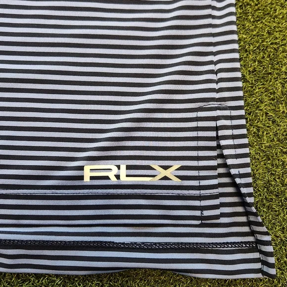 Mens Ralph Lauren RLX Golf Polo Size XL Navy and Light Blue Striped - Picture 4 of 4